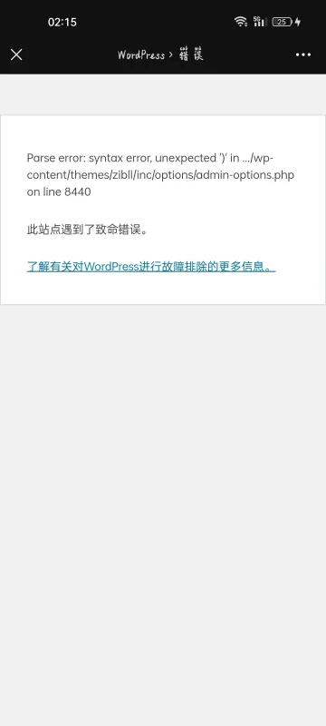 紧急求助：zibll 主题安装启用后无法打开-zibll子比社区