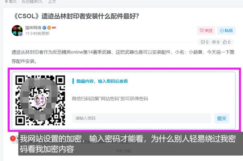 我文章加密了，为什么别人轻易就能看到我加密的文章了？-zibll子比社区