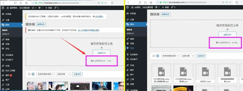 为什么一个文件上传限制50M 一个可以上传1G文件-zibll子比社区