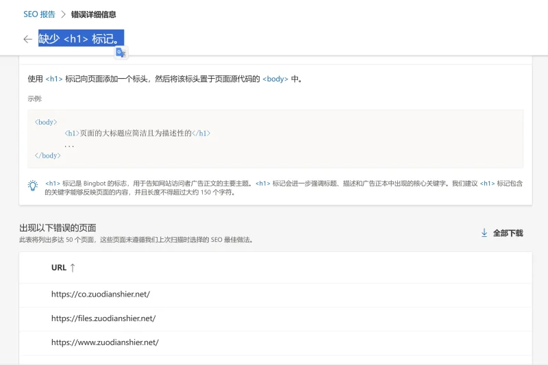 针对bing站长工具，网站首页出现“缺少  标记”错误，这样处理是否合适？-zibll子比社区